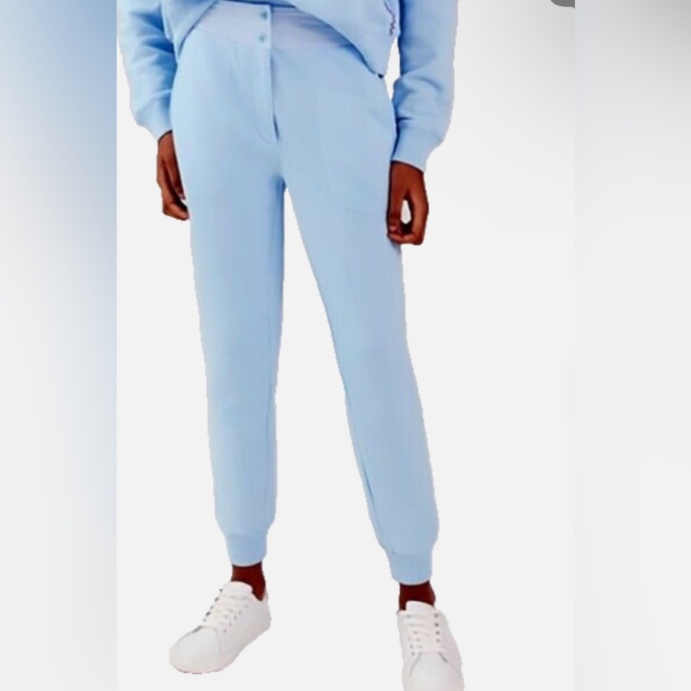 Something Navy Sweat Pants with Button Detail and Zipper